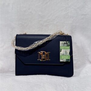 Badgley Mischka Navy Blue & Cream Two-Sided Crossbody Bag